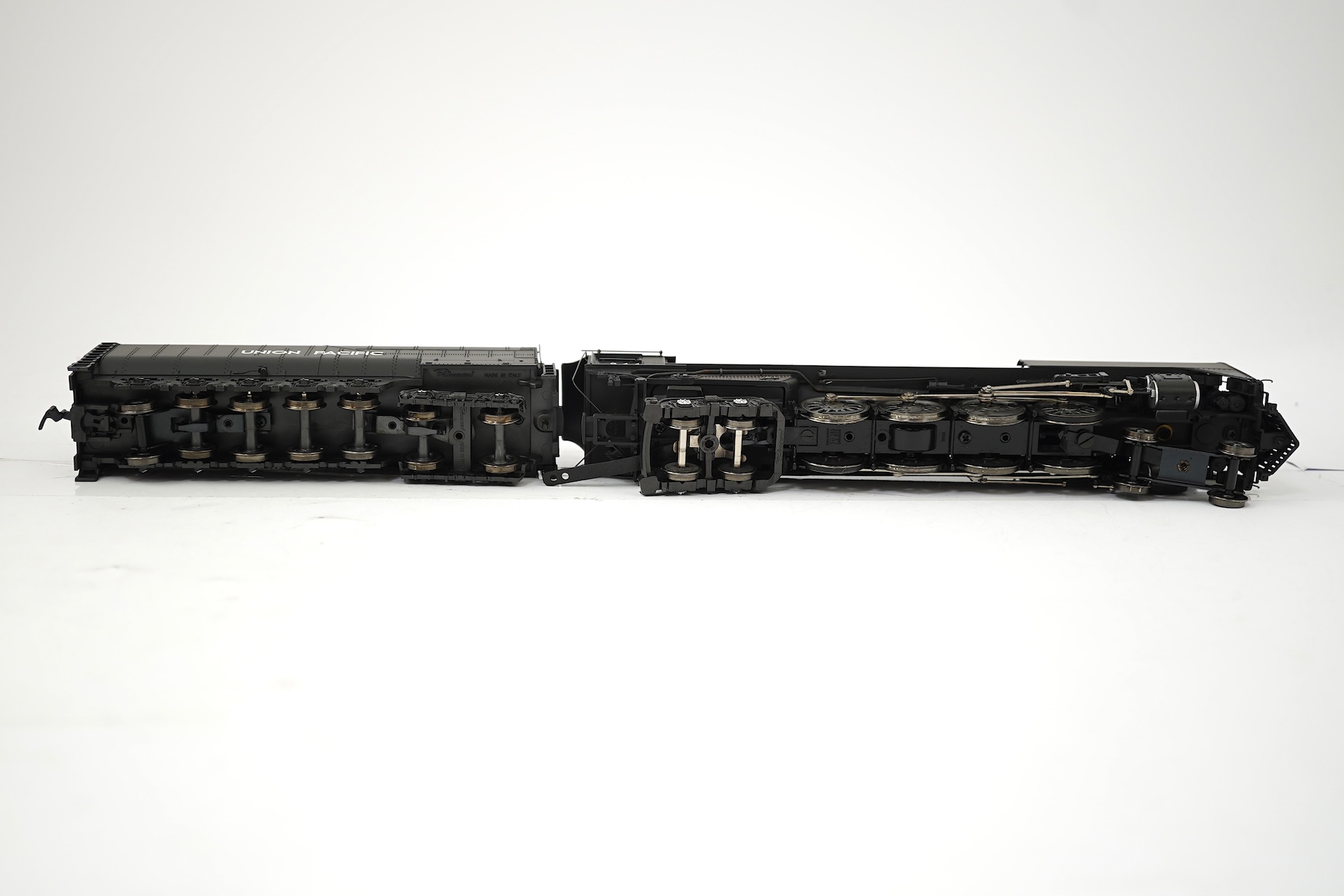 Two boxed HO gauge Rivarossi Union Pacific models; (5429) 844, 4-8-4 FEF3 tender locomotive, together with (5423) 66, 4-4-0 American tender locomotive, both powered for two rail operation.